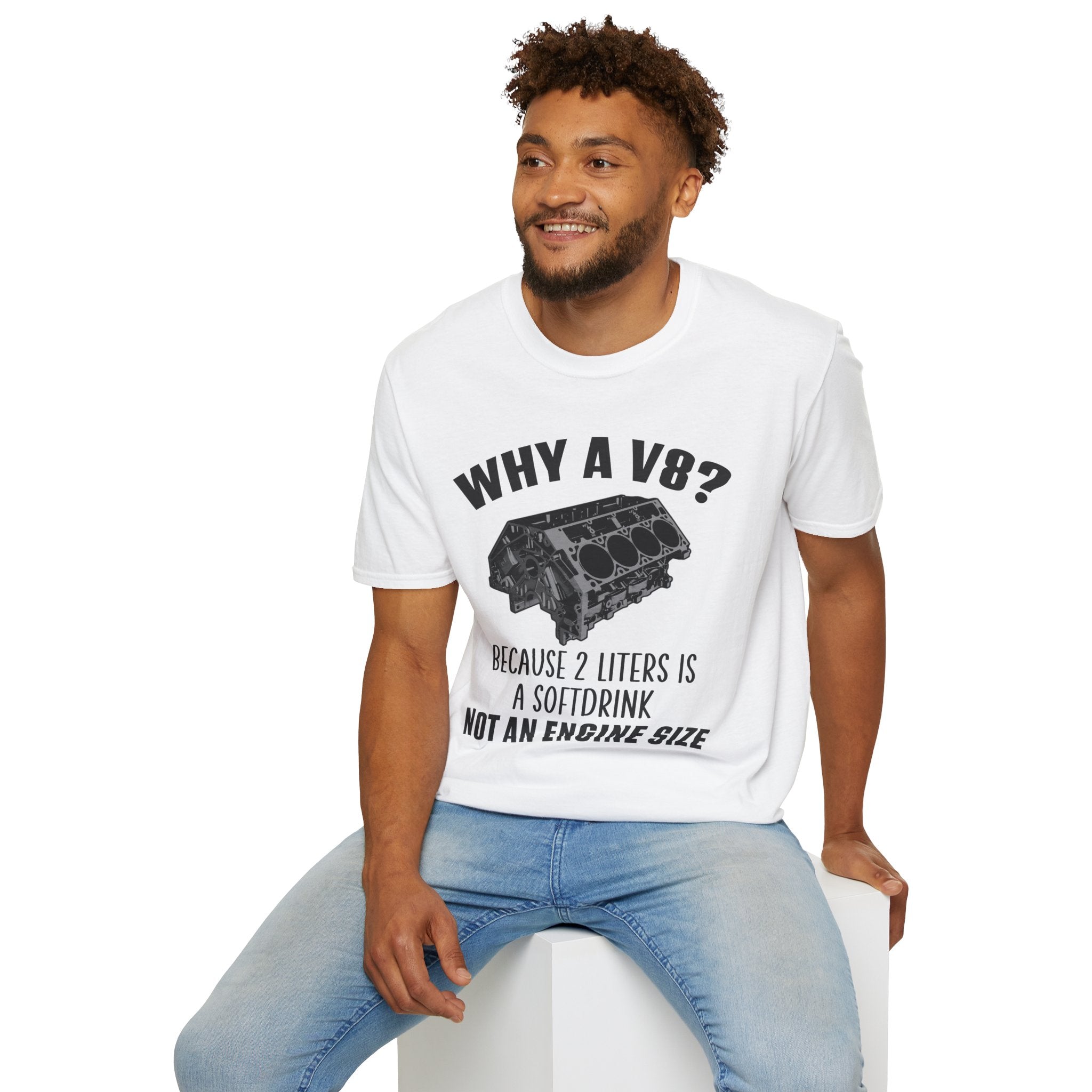 Why A V8? (Front) T-shirt
