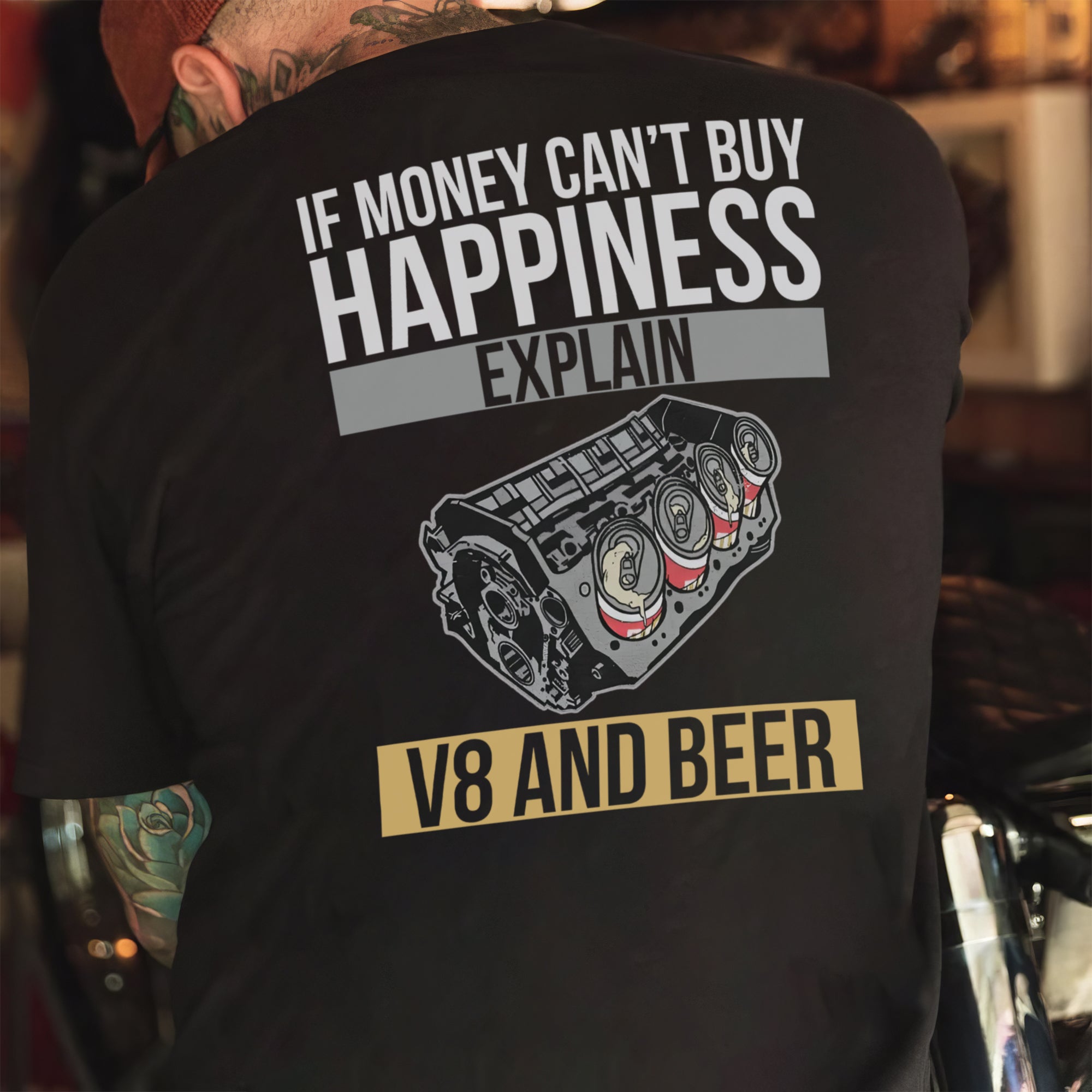 Explain V8 and Beer T-shirt