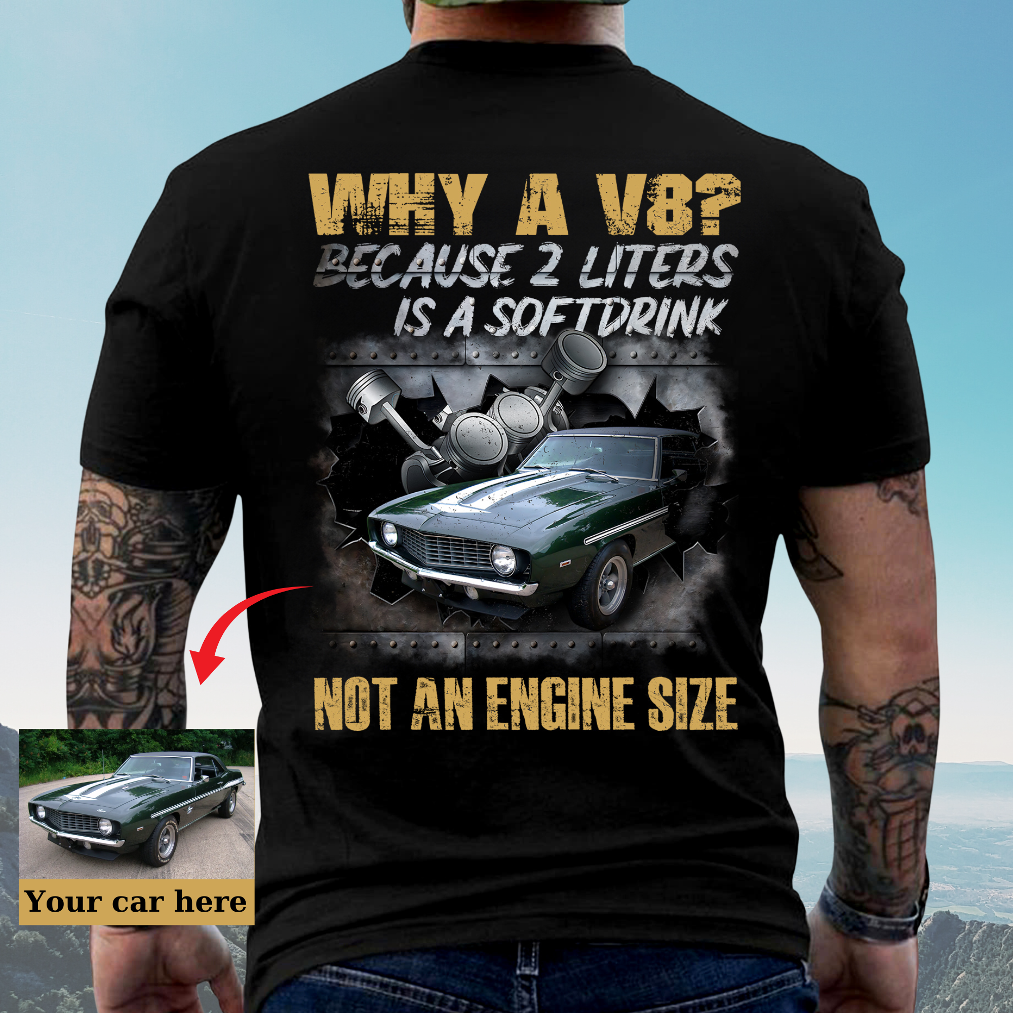 V8 - Liters Is A Softdrink T-shirt With Customized Car