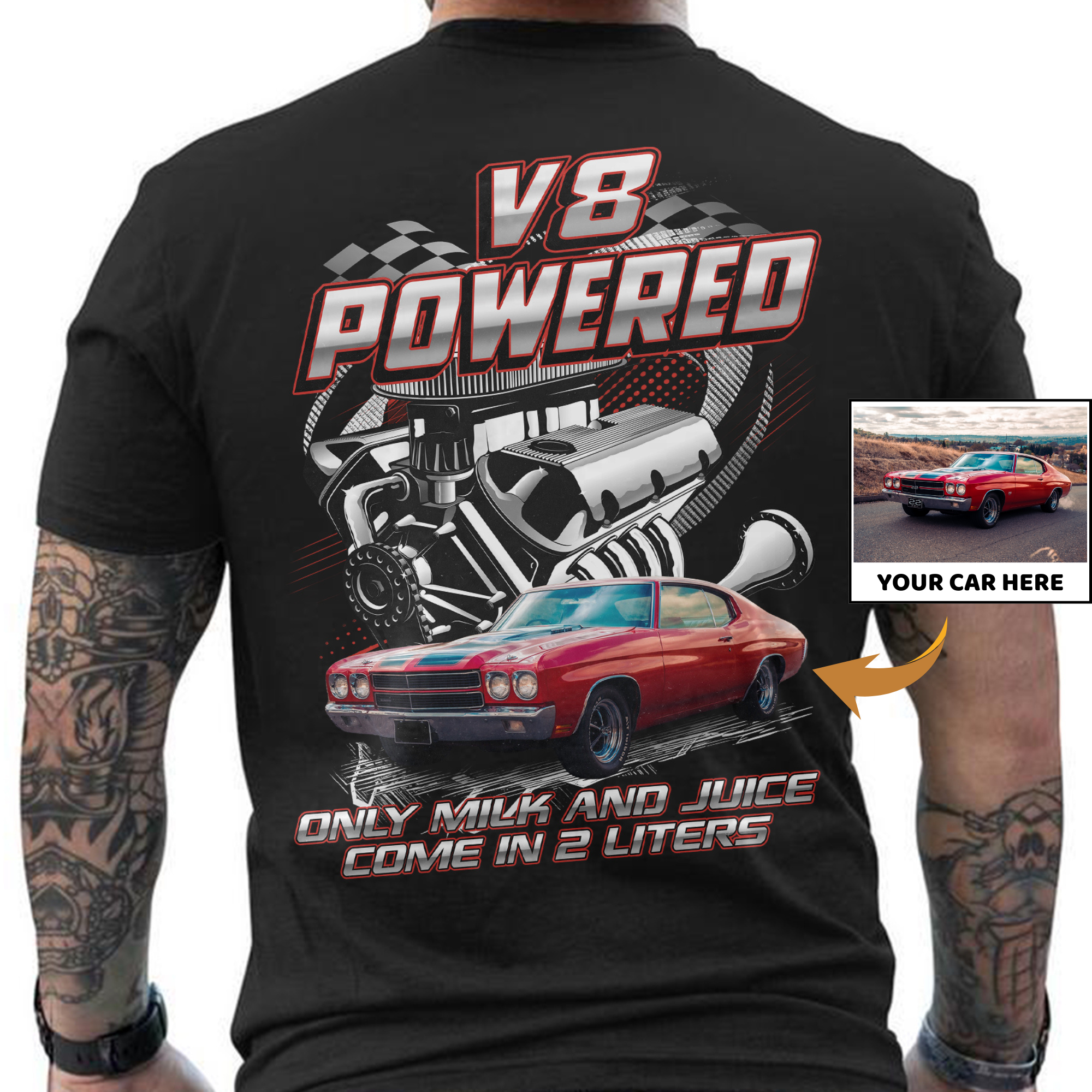 V8 Powered - Personalized Car Funny T-shirt