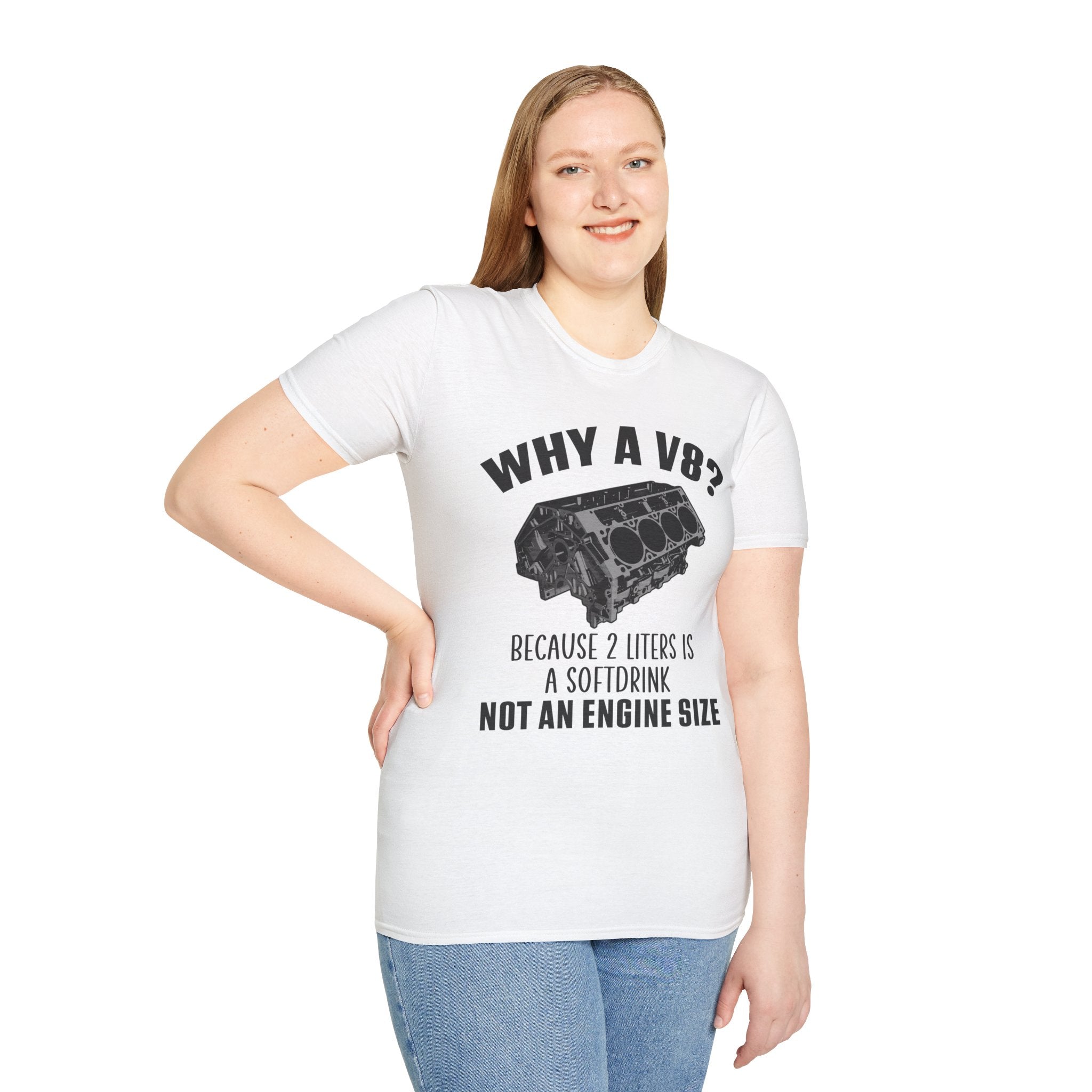Why A V8? (Front) T-shirt