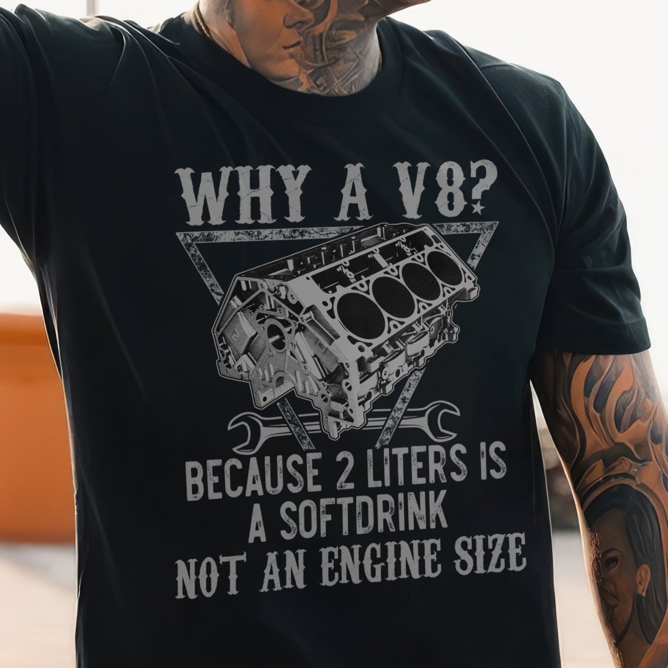 Why A V8 Funny Engine T-shirt