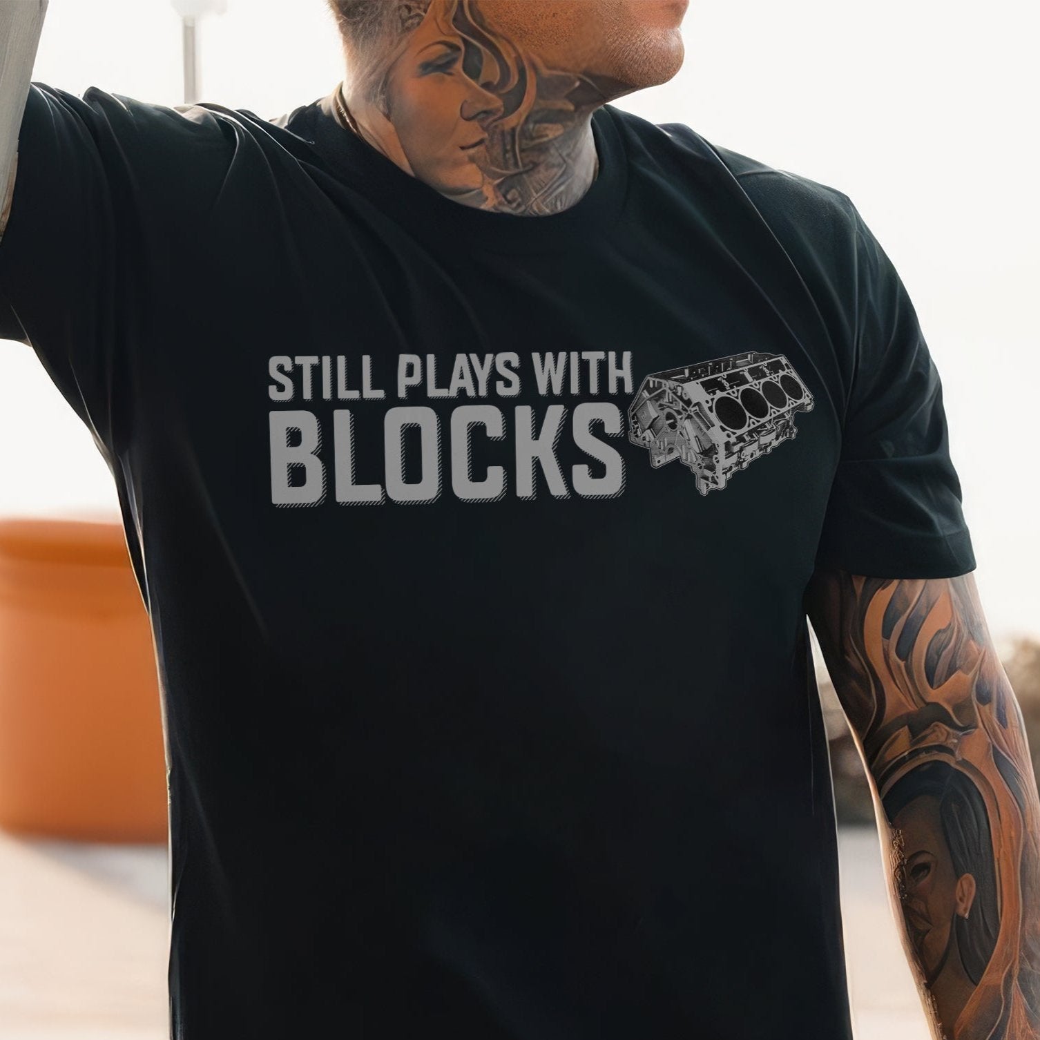 Still Play With Blocks V8 Engine T-shirt